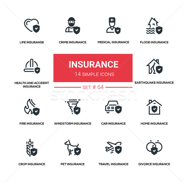Insurance concept - line design silhouette icons set Stock photo © Decorwithme