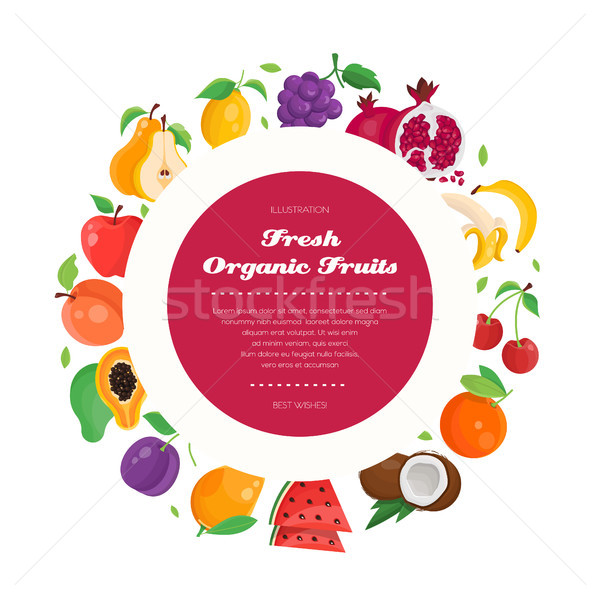 Fresh organic fruit - modern colorful vector illustration Stock photo © Decorwithme