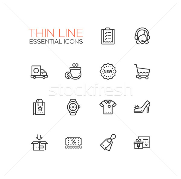 Shopping - line icons set Stock photo © Decorwithme