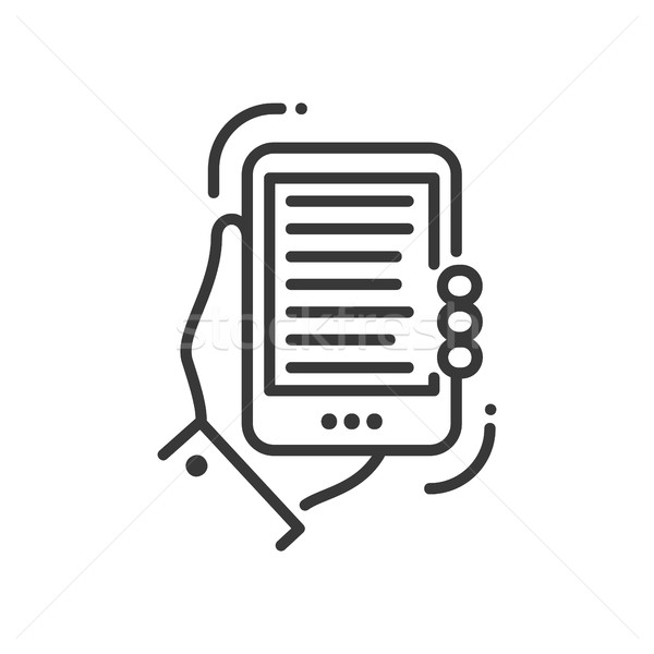 Mobile device - modern vector single line icon Stock photo © Decorwithme