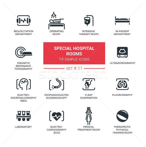 Special hospital rooms - Modern simple thin line design icons, pictograms set Stock photo © Decorwithme