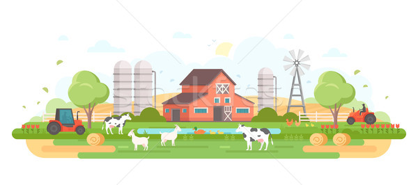 Farm - modern flat design style vector illustration Stock photo © Decorwithme