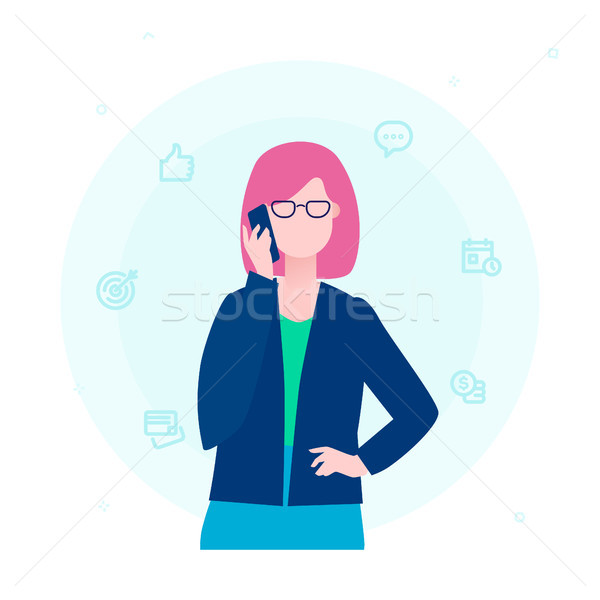 Businesswoman talking on the phone - flat design style illustration Stock photo © Decorwithme