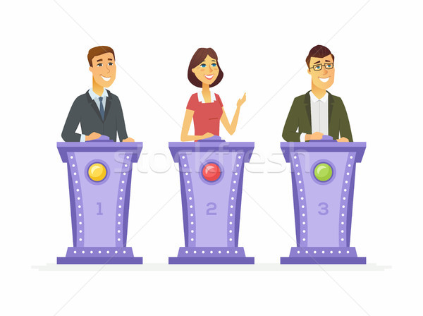 Game show players - cartoon people character isolated illustration Stock photo © Decorwithme