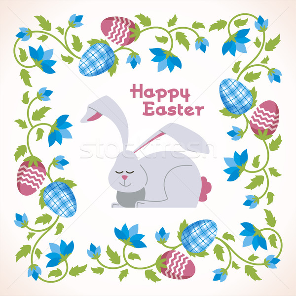 Happy Easter - modern vector square card Stock photo © Decorwithme