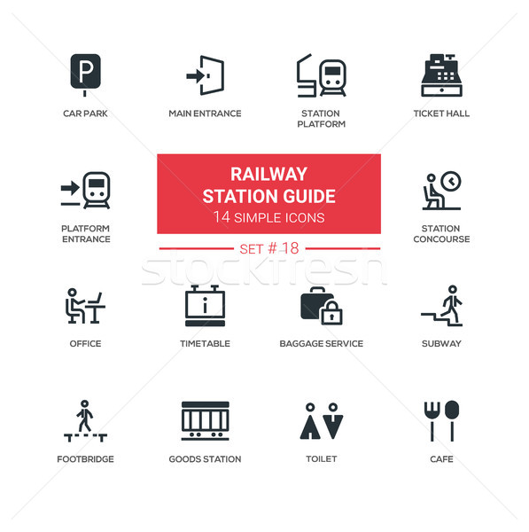 Railway station guide - modern simple icons, pictograms set Stock photo © Decorwithme