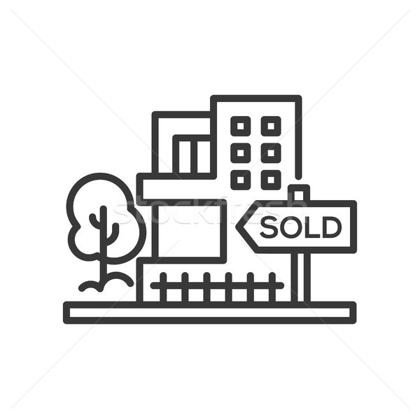 Sold sign - line design single isolated icon Stock photo © Decorwithme