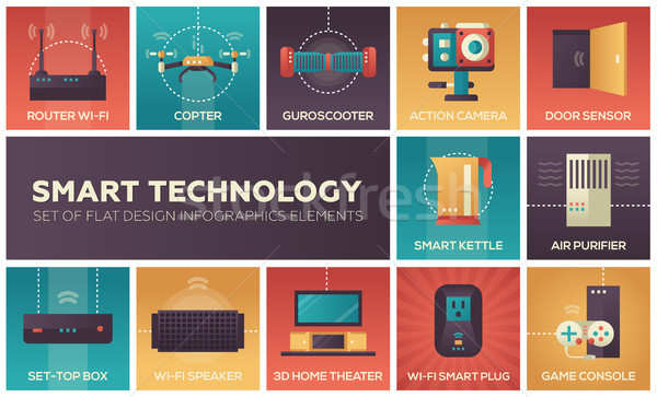 Smart technology - set of flat design infographics elements Stock photo © Decorwithme