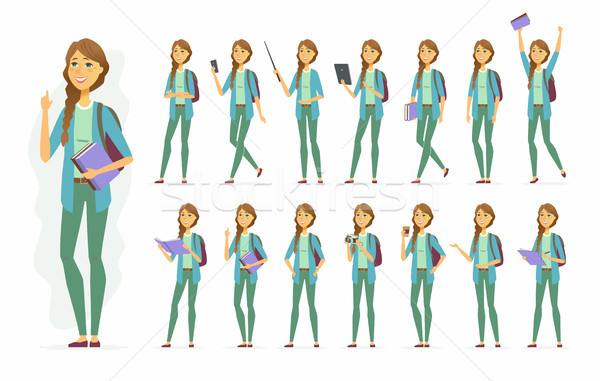 Female student - vector cartoon people character set Stock photo © Decorwithme