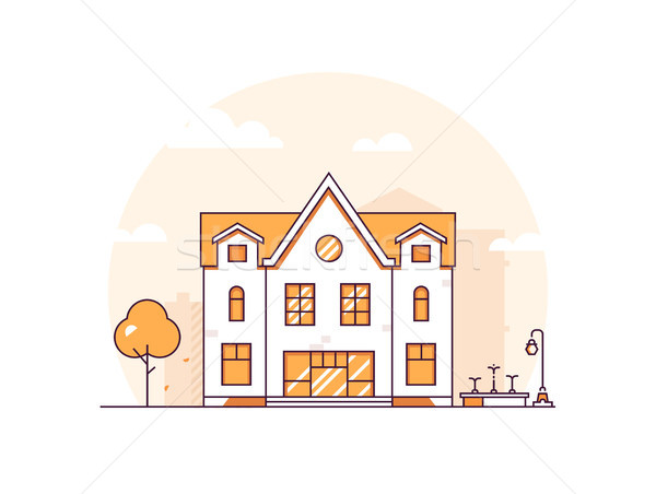 Stock photo: Apartment house - modern thin line design style vector illustration