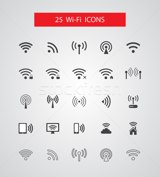 Set of isolated vector wireless icons Stock photo © Decorwithme