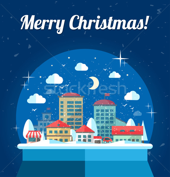 Stock photo: Modern flat design conceptual Christmas illustration with snow g