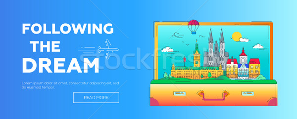 Following the Dream - vector line travel web page header illustration Stock photo © Decorwithme