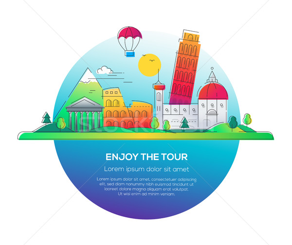 Enjoy the tour - vector line travel illustration Stock photo © Decorwithme