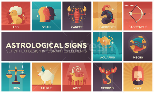 Astrological signs - set of flat design infographics elements Stock photo © Decorwithme