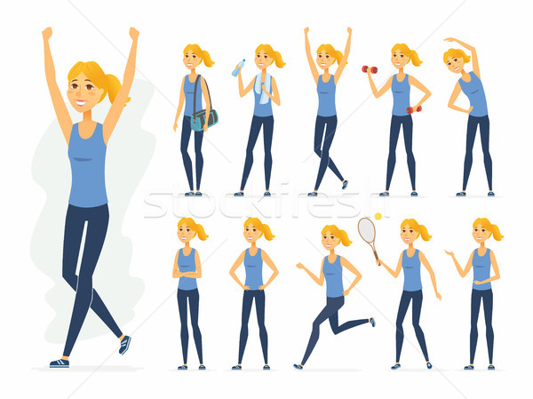 Sportswoman - vector cartoon people character set Stock photo © Decorwithme
