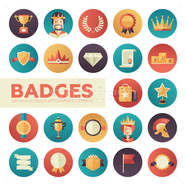 Badges, ribbons, awards icons set Stock photo © Decorwithme
