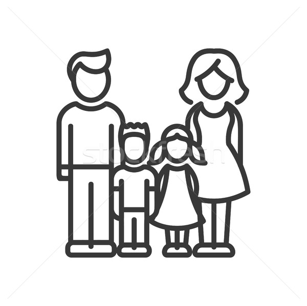 Two Children Family - vector modern line design illustrative icon Stock photo © Decorwithme