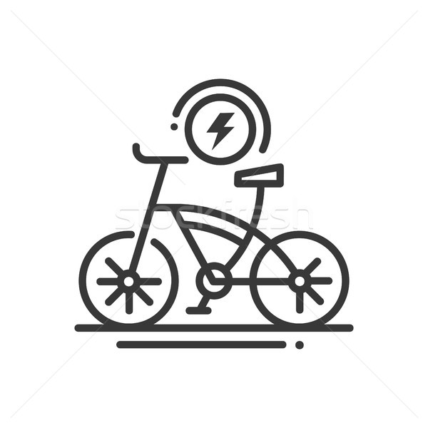 Electric bike - line design single isolated icon Stock photo © Decorwithme