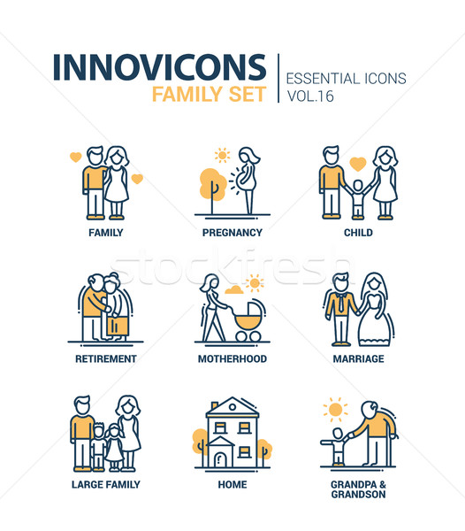 Family - line design icons set Stock photo © Decorwithme