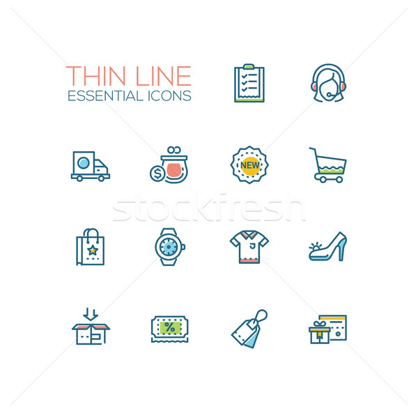 Shopping - line icons set Stock photo © Decorwithme