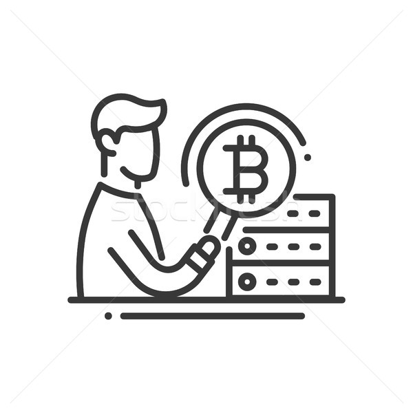 Bitcoin Mining - line design single isolated icon Stock photo © Decorwithme