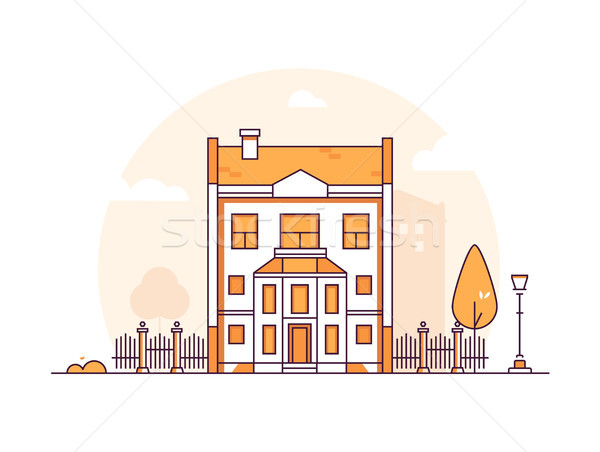 Stock photo: Apartment house - modern thin line design style vector illustration