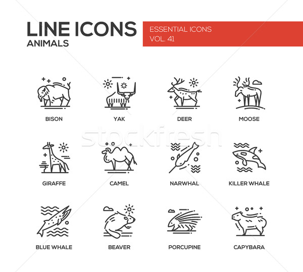 Animals - line design icons set Stock photo © Decorwithme