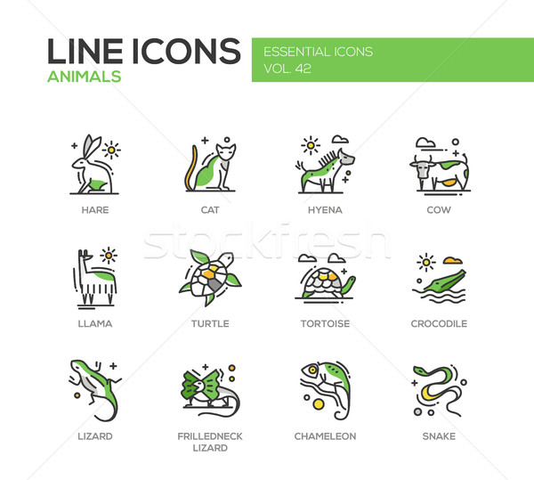 Animals - line design icons set Stock photo © Decorwithme