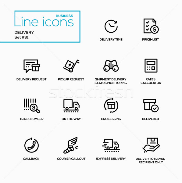 Stock photo: Delivery - modern vector single line icons set