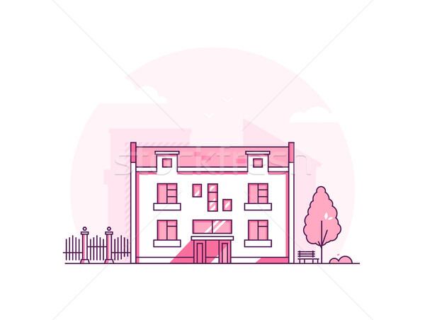 Stock photo: City architecture - modern thin line design style vector illustration