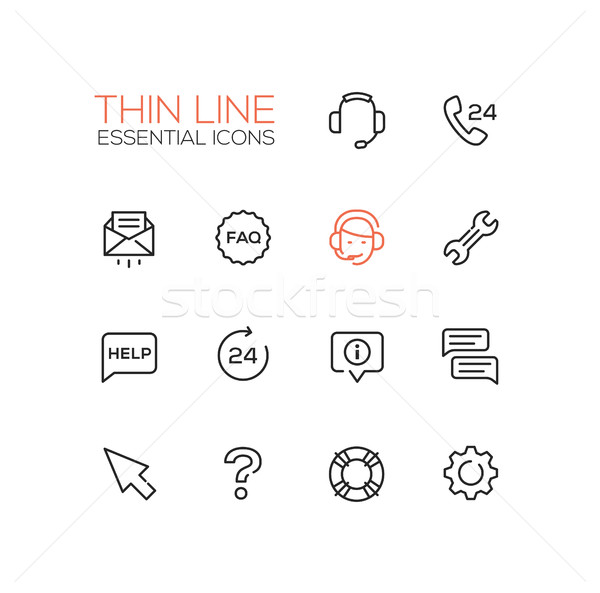 Help Center - Thin Single Line Icons Set Stock photo © Decorwithme