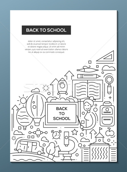 Back to School - line design brochure poster template A4 Stock photo © Decorwithme