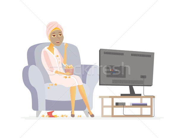 Lazy weekend - cartoon people character isolated illustration Stock photo © Decorwithme