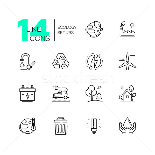Ecology - set of line design style icons Stock photo © Decorwithme