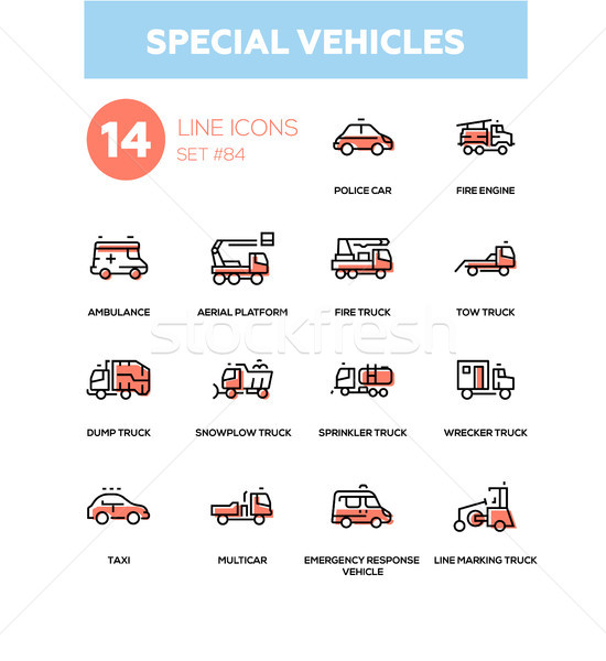 Special vehicles - line design icons set Stock photo © Decorwithme
