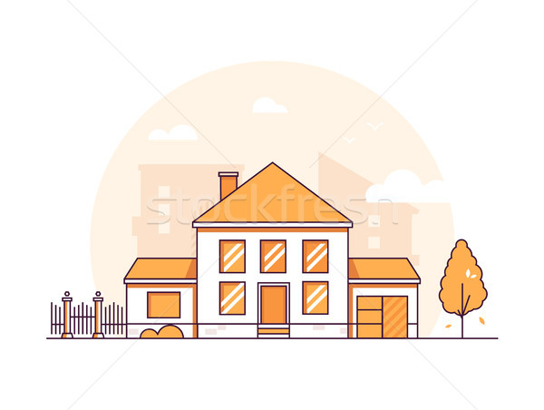 Cottage house - modern thin line design style vector illustration Stock photo © Decorwithme