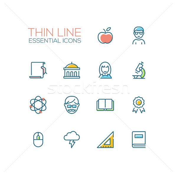 Education - Thin Single Line Icons Set Stock photo © Decorwithme