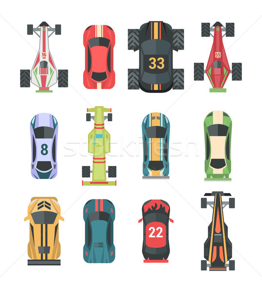 Sport and racing cars - set of modern vector elements Stock photo © Decorwithme