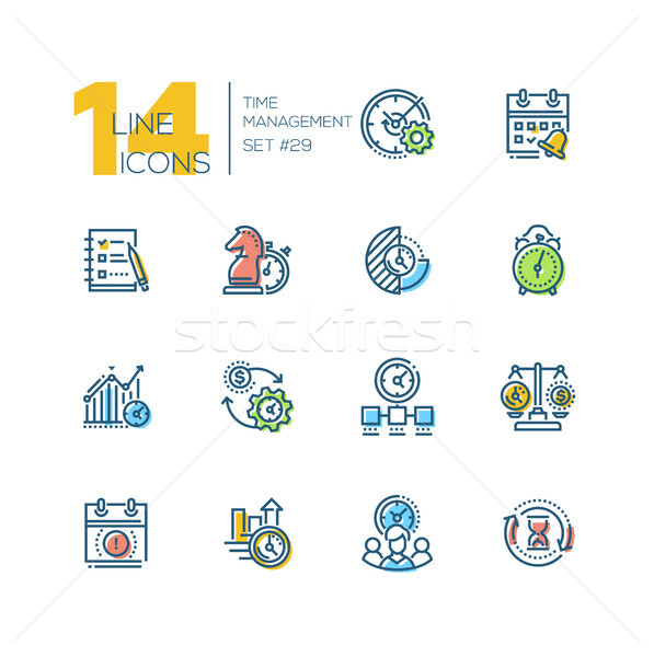 Time management - set of line design style icons Stock photo © Decorwithme