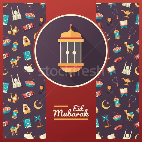 Postcard template with islamic culture icons Stock photo © Decorwithme