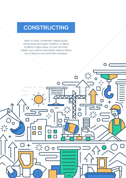 Constructing - line design brochure poster template A4 Stock photo © Decorwithme