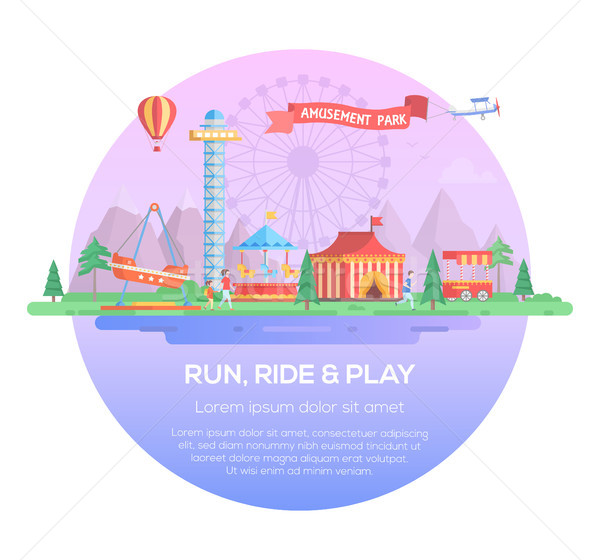Run, ride and play - modern vector illustration Stock photo © Decorwithme
