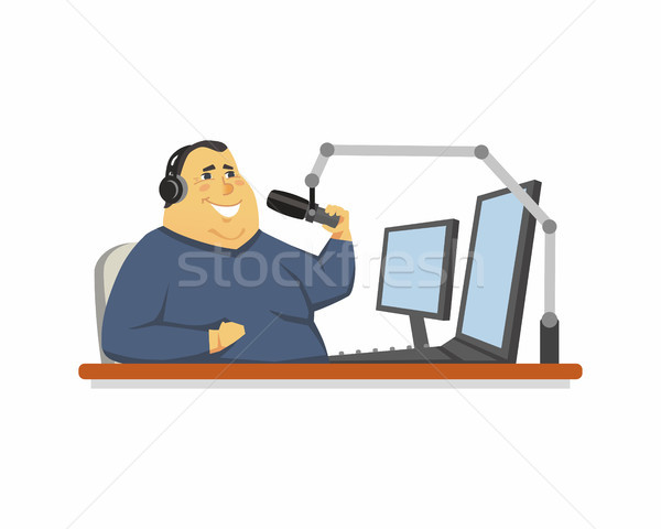 Radio presenter - cartoon people character isolated illustration Stock photo © Decorwithme