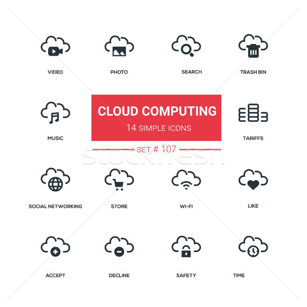 Cloud computing - flat design style icons set Stock photo © Decorwithme