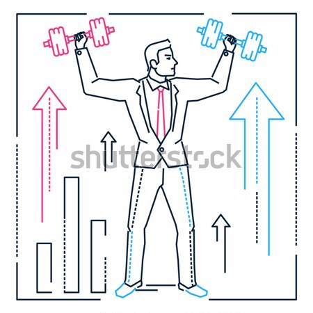 Businesswoman standing on coins - line design style illustration Stock photo © Decorwithme