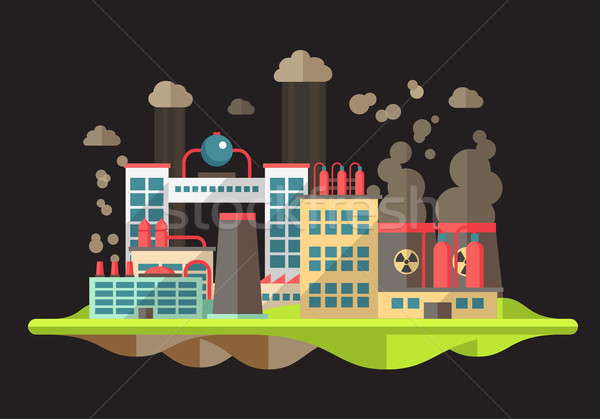 Modern flat design conceptual ecological illustration with facto Stock photo © Decorwithme