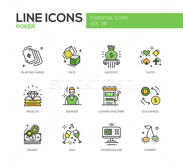 Poker - line design icons set Stock photo © Decorwithme