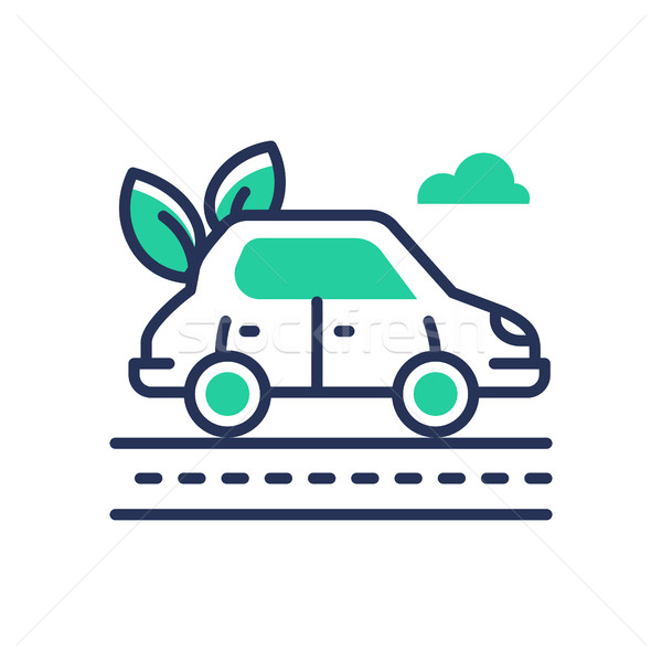 Eco Car - modern vector single line icon Stock photo © Decorwithme