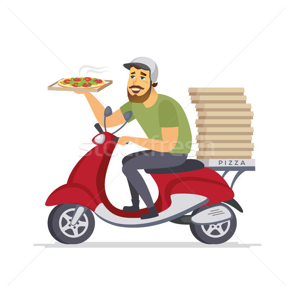 Delivery man - cartoon people characters isolated illustration Stock photo © Decorwithme
